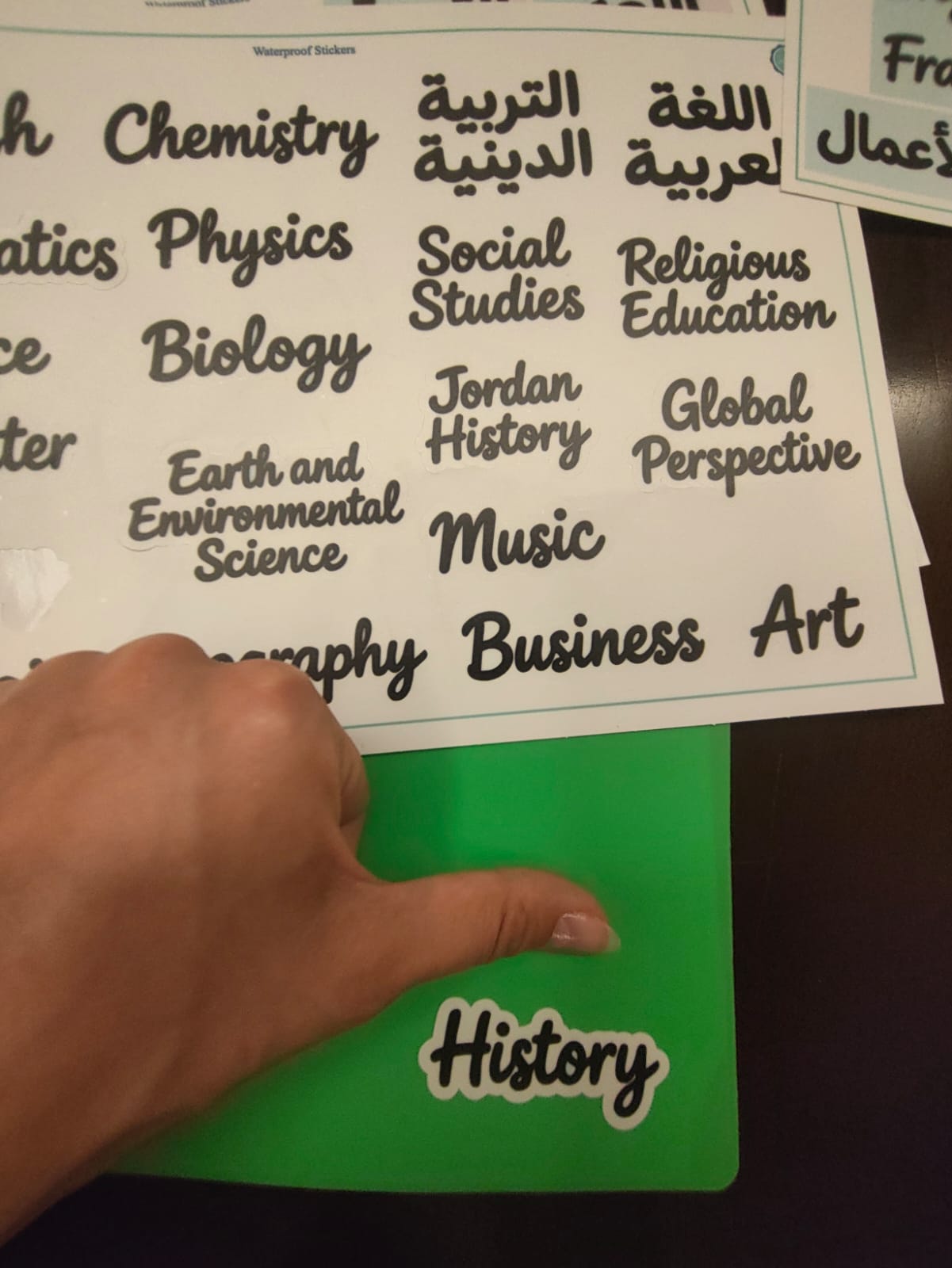 Notebook Subject Labels